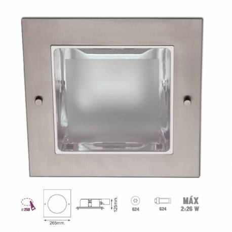 Downlight empotrable cuadrado. Niquel satinado