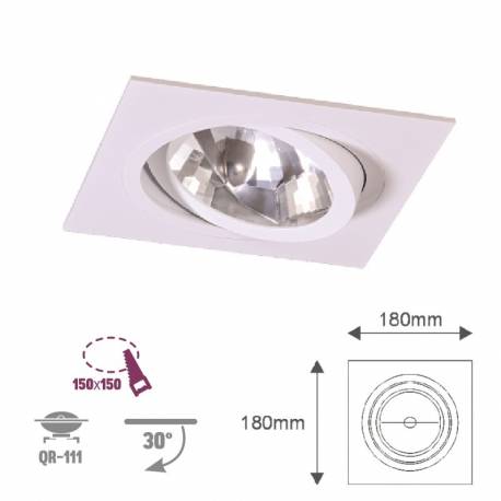 Foco basculante cuadrado blanco para LED QR111