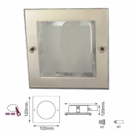 Downlight cuadrado niquel satinado para bombilla E27