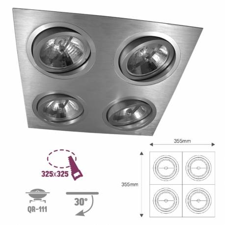 Foco basculante aluminio de 4 luces LED QR111