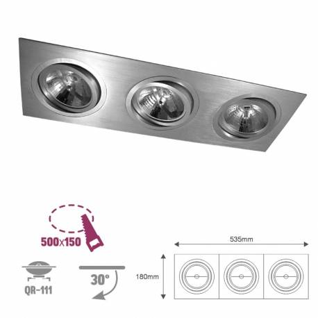Foco basculante aluminio 3 luces rectangular LED QR111