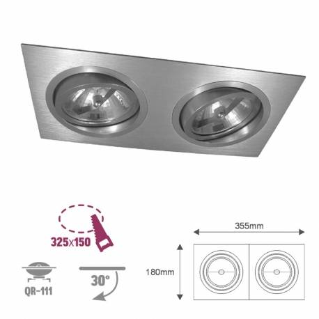 Foco basculante rectangular aluminio bombilla LED QR111