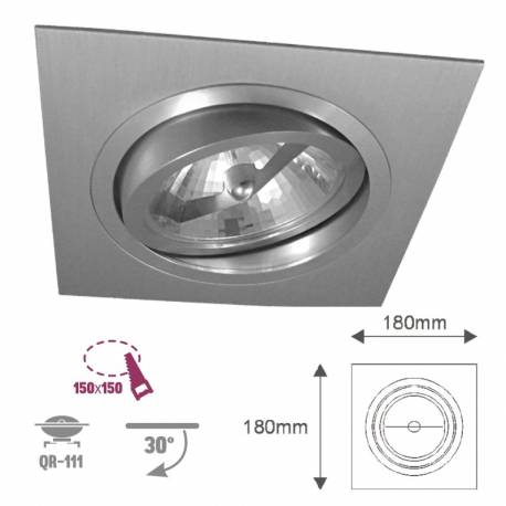 Foco basculante cuadrado aluminio para bombillas LED QR111